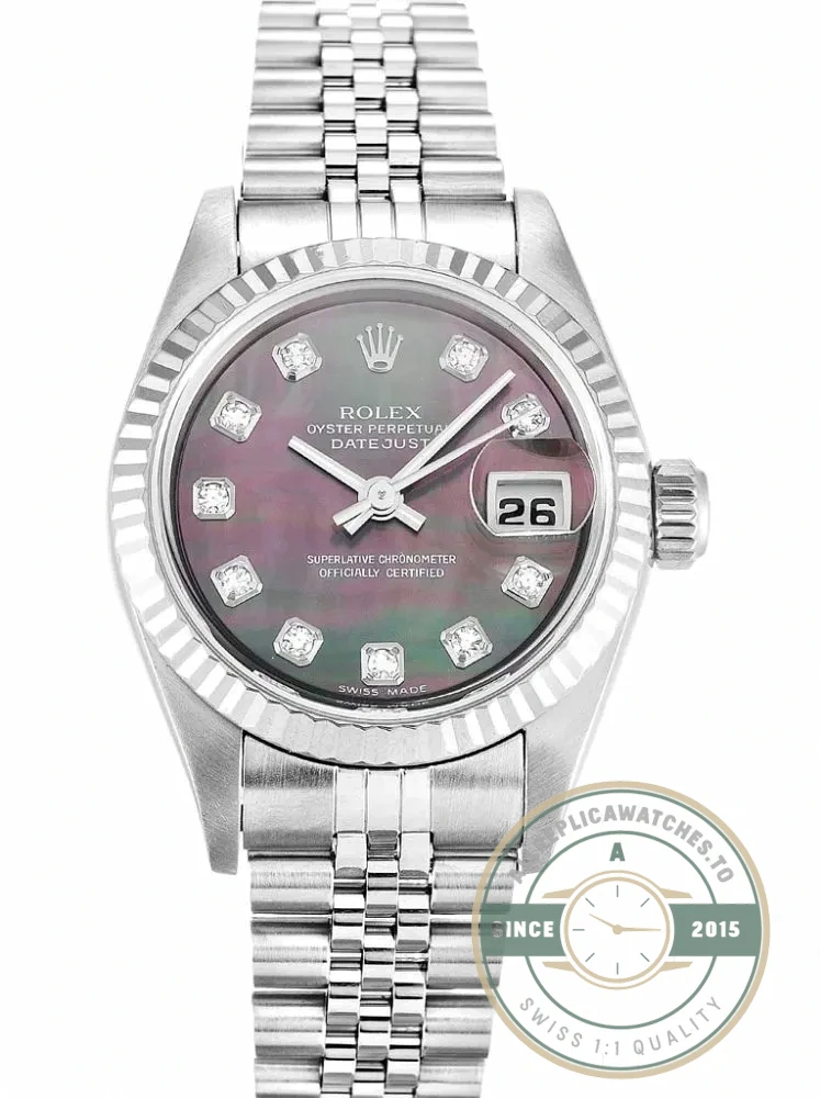Superclone Rolex Lady-Datejust 79174 26mm Black Mother of Pearl Dial - Premium Super Clone Watch