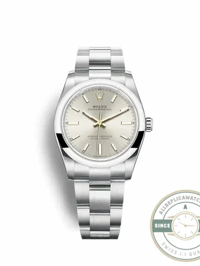 Superclone Rolex Oyster Perpetual Lady 34mm Dial Silver 124200 - Best Quality Replica Watch