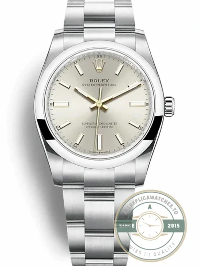 Superclone Rolex Oyster Perpetual Lady 34mm Dial Silver 124200 - Swiss-Made Clone Watch