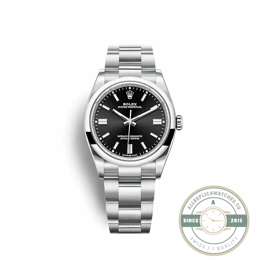 Superclone Rolex Oyster Perpetual Lady 36mm Dial Black 126000 - Budget Luxury Replica Watch