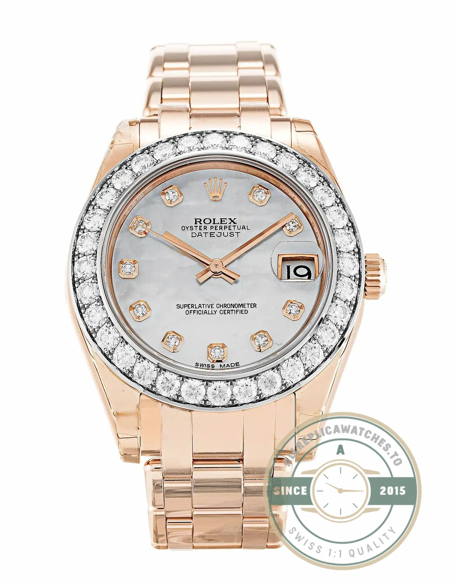 Superclone Rolex Pearlmaster 34mm Dial Mother of Pearl 81285 - High-Grade Replica Watch