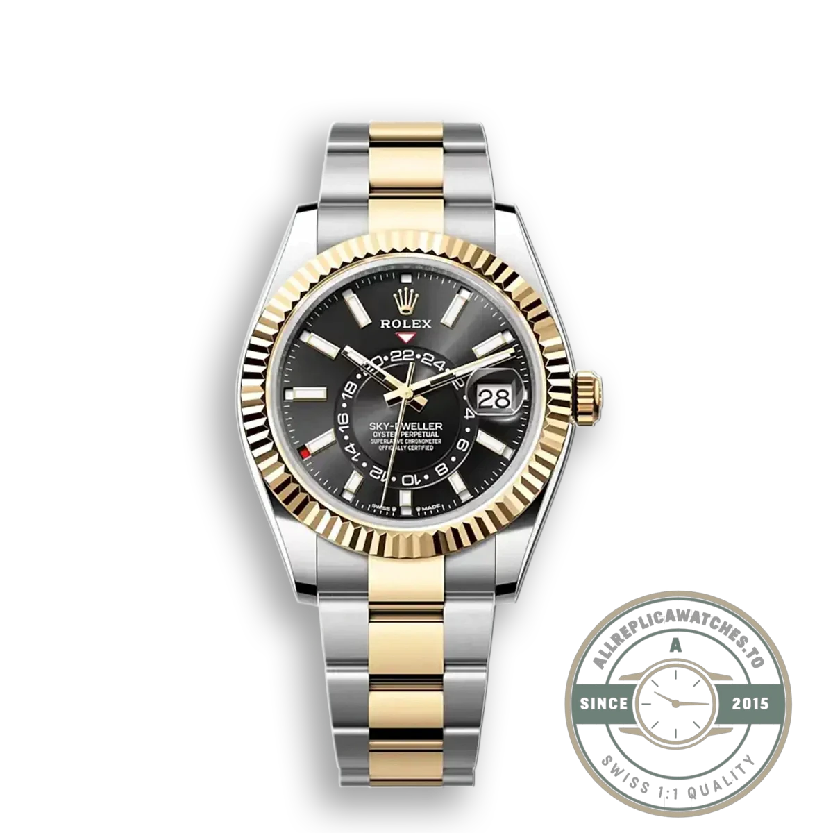 Superclone Rolex Sky-Dweller 326933 42mm Bright Black Dial - High-Grade Replica Watch