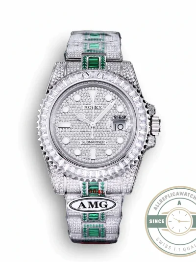 Superclone Rolex Submariner Iced Out 116610LN 40mm White Bezel - Luxury Replica Watch