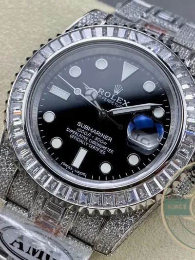 Superclone Rolex Submariner Iced Out 116610LN 41mm Black Dial - Budget Luxury Replica Watch