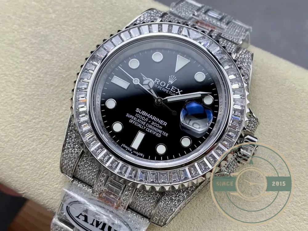 Superclone Rolex Submariner Iced Out 116610LN 41mm Black Dial - Budget Luxury Replica Watch