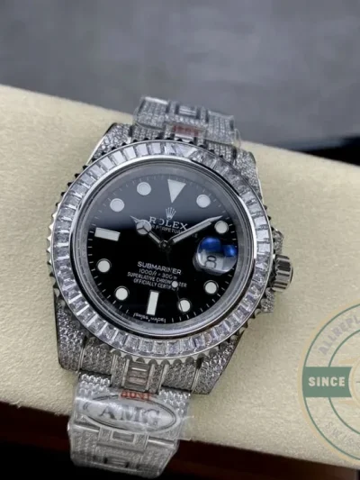Superclone Rolex Submariner Iced Out 116610LN 41mm Black Dial - Premium Super Clone Watch