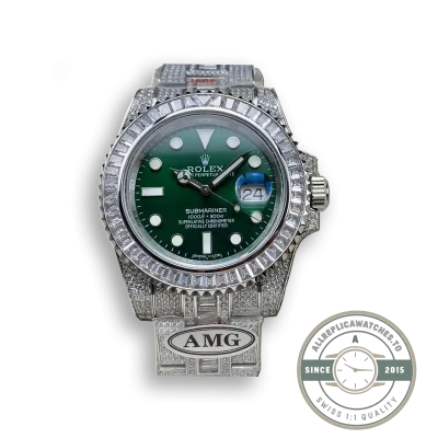 Superclone Rolex Submariner Iced Out 116610LV 41mm Green Dial - Affordable Luxury Replica Timepiece