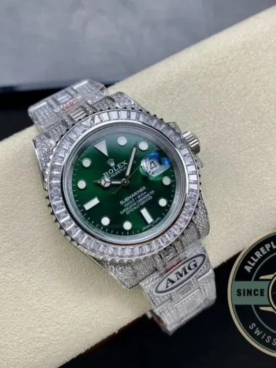 Superclone Rolex Submariner Iced Out 116610LV 41mm Green Dial - Premium Super Clone Watch