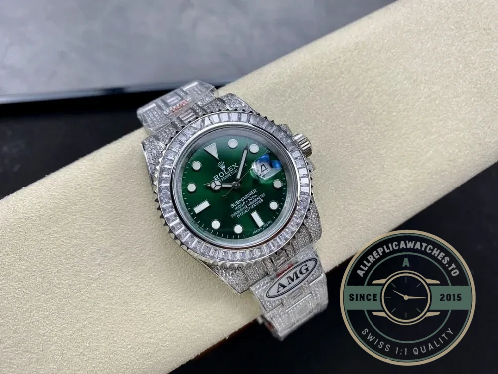 Superclone Rolex Submariner Iced Out 116610LV 41mm Green Dial - Premium Super Clone Watch