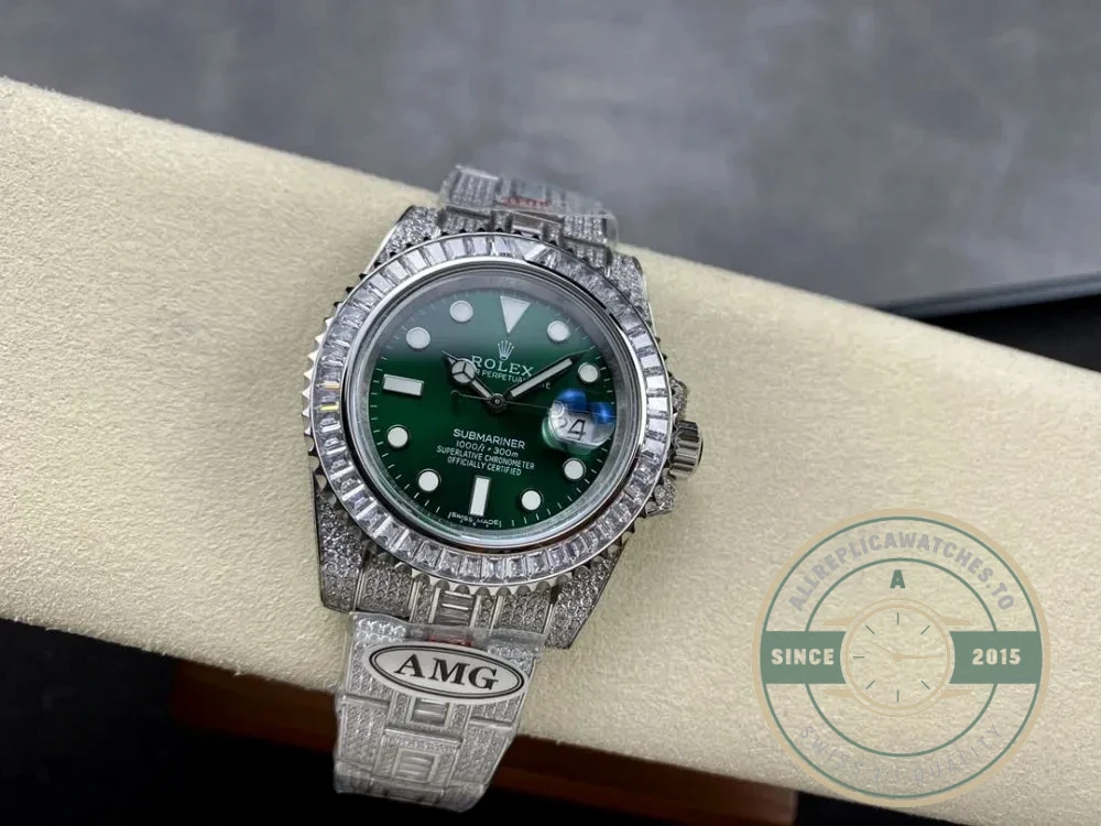 Superclone Rolex Submariner Iced Out 116610LV 41mm Green Dial - Swiss Movement Replica Watch