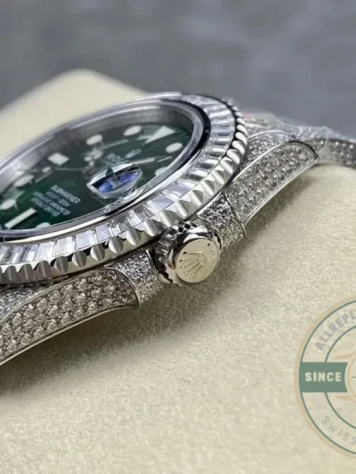 Superclone Rolex Submariner Iced Out 116610LV 41mm Green Dial - Affordable Super Clone Watch