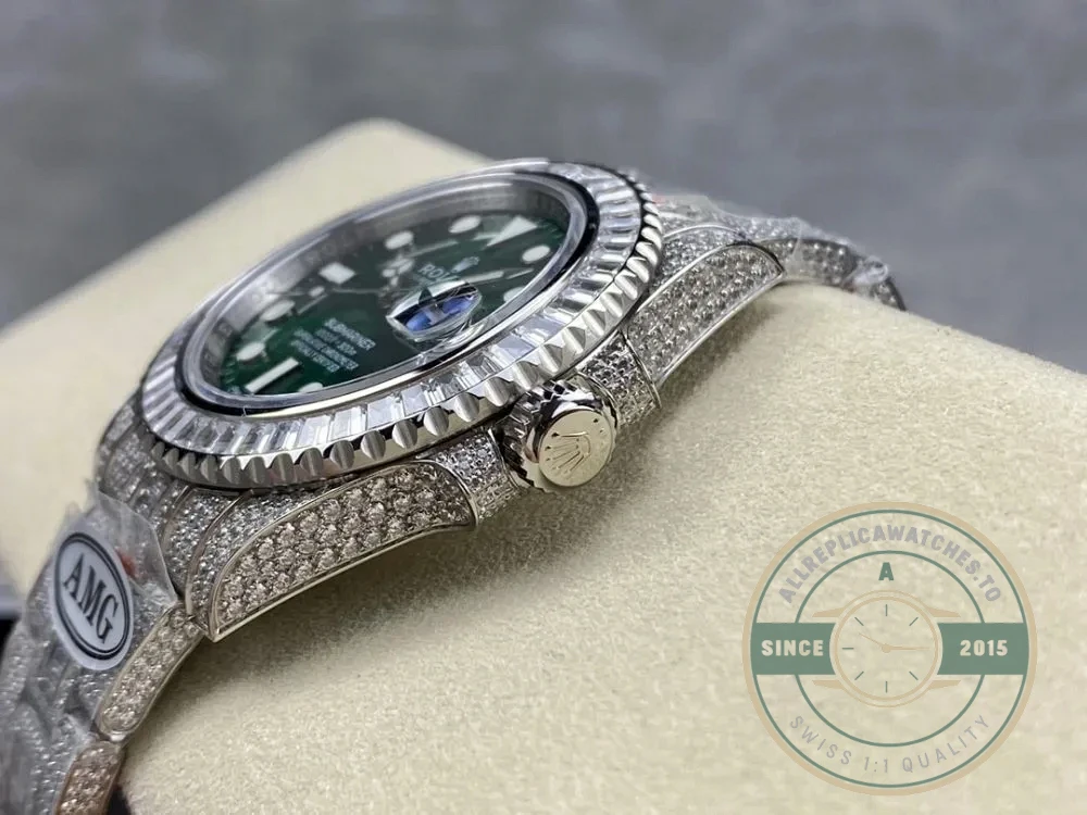 Superclone Rolex Submariner Iced Out 116610LV 41mm Green Dial - Affordable Super Clone Watch
