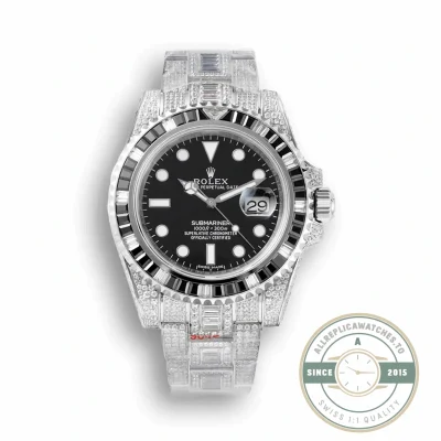 Superclone Rolex Submariner Iced Out 116610LV Water Ghost SE Black Dial - Best Quality Replica Watch