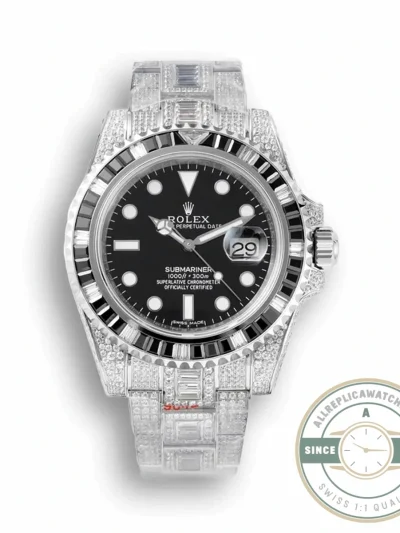 Superclone Rolex Submariner Iced Out 116610LV Water Ghost SE Black Dial - Best Quality Replica Watch
