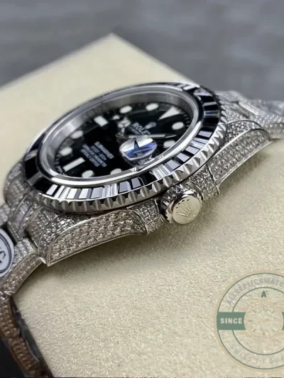 Superclone Rolex Submariner Iced Out 116610LV Water Ghost SE Black Dial - Best Quality Replica Watch