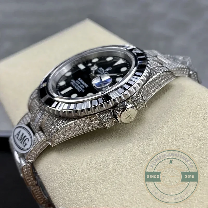 Superclone Rolex Submariner Iced Out 116610LV Water Ghost SE Black Dial - Best Quality Replica Watch