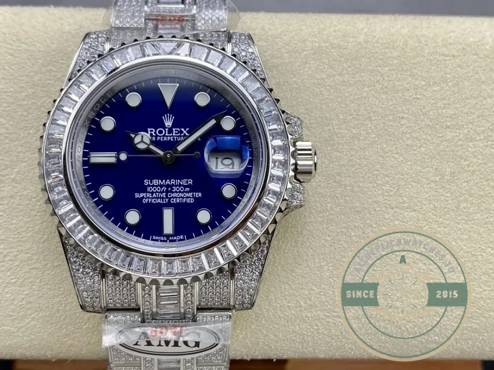 Superclone Rolex Submariner Iced Out 116619LB 41mm Blue Dial - 1:1 Swiss Replica Watch