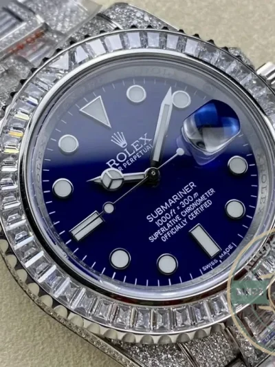 Superclone Rolex Submariner Iced Out 116619LB 41mm Blue Dial - Affordable Luxury Replica Timepiece
