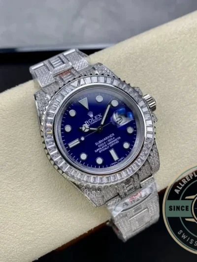 Superclone Rolex Submariner Iced Out 116619LB 41mm Blue Dial - High-Grade Replica Watch