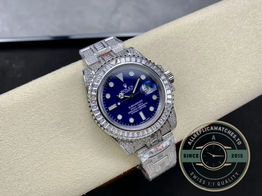 Superclone Rolex Submariner Iced Out 116619LB 41mm Blue Dial - High-Grade Replica Watch