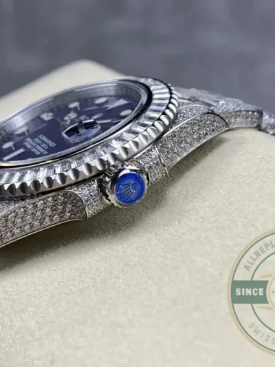 Superclone Rolex Submariner Iced Out 116619LB 41mm Blue Dial - Budget Luxury Replica Watch