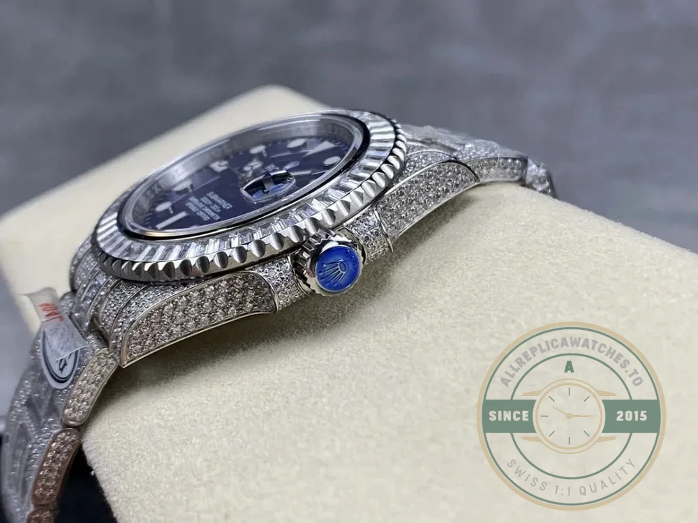 Superclone Rolex Submariner Iced Out 116619LB 41mm Blue Dial - Budget Luxury Replica Watch