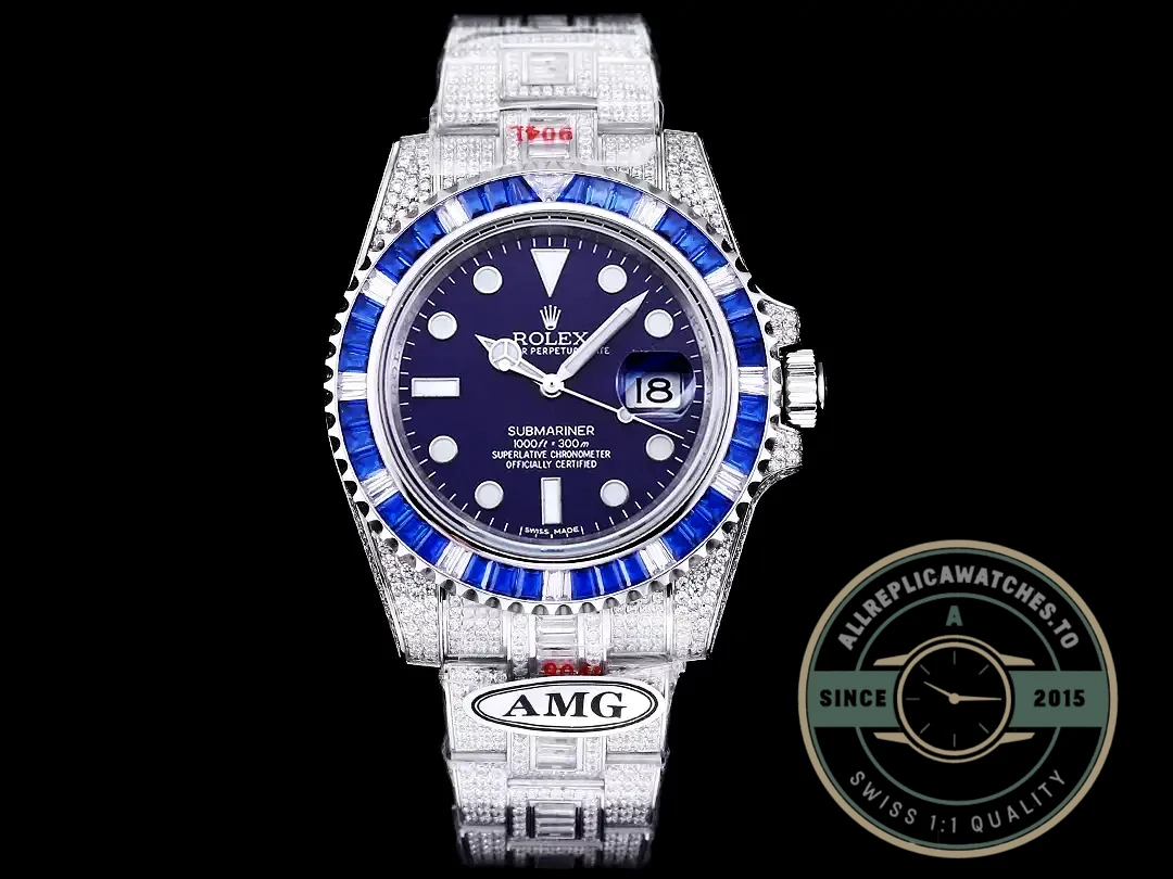 Superclone Rolex Submariner Iced Out 116619LB Blue Dial - Top-Tier Swiss Replica Watch