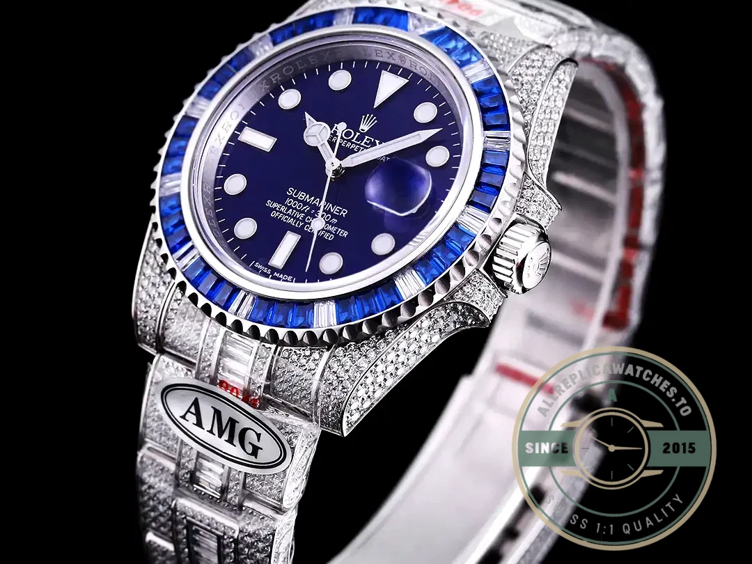 Superclone Rolex Submariner Iced Out 116619LB Blue Dial - Affordable Super Clone Watch