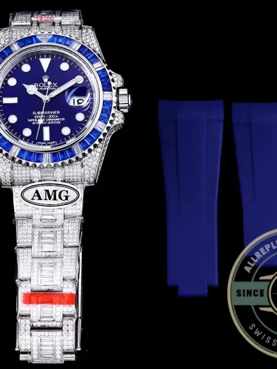 Superclone Rolex Submariner Iced Out 116619LB Blue Dial - Best Quality Replica Watch