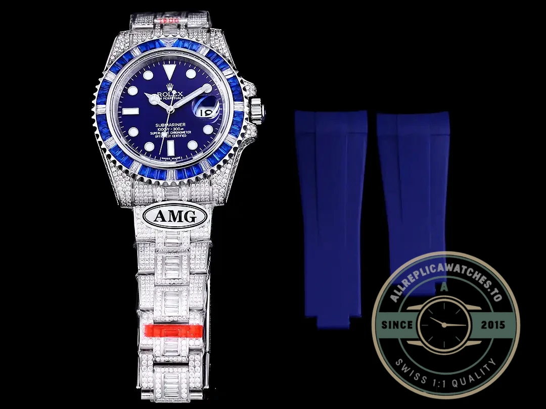 Superclone Rolex Submariner Iced Out 116619LB Blue Dial - Best Quality Replica Watch