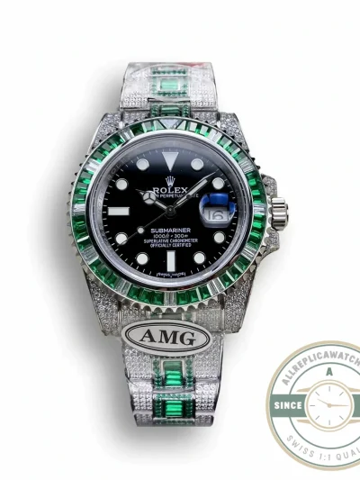 Superclone Rolex Submariner Iced Out 126610LV Black Dial - Swiss-Made Clone Watch