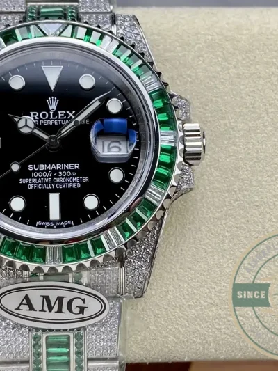 Superclone Rolex Submariner Iced Out 126610LV Black Dial - Luxury Replica Watch