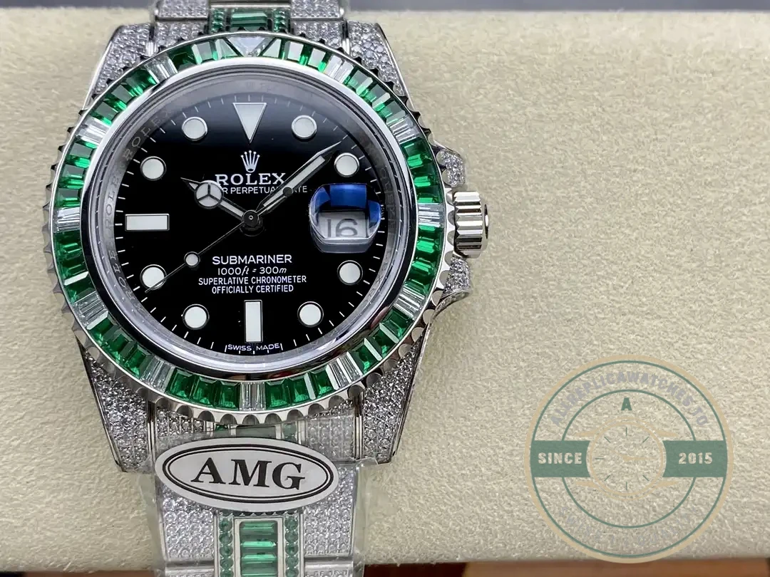 Superclone Rolex Submariner Iced Out 126610LV Black Dial - Luxury Replica Watch