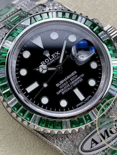 Superclone Rolex Submariner Iced Out 126610LV Black Dial - Affordable Super Clone Watch