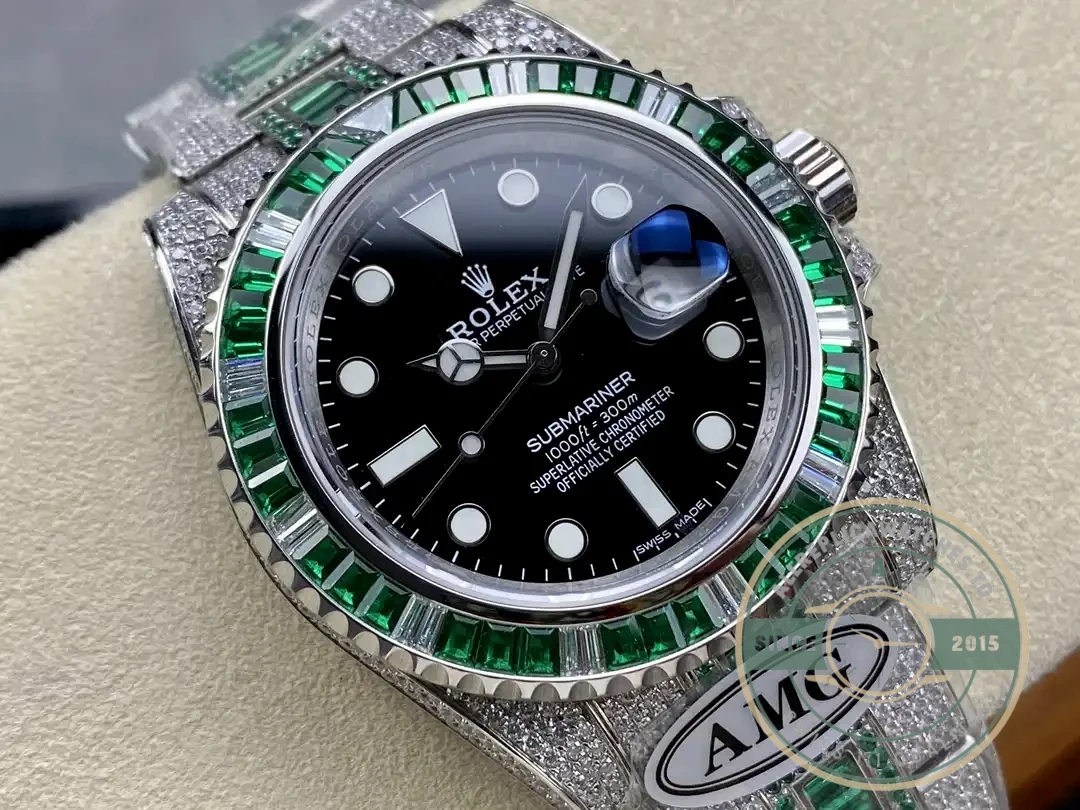 Superclone Rolex Submariner Iced Out 126610LV Black Dial - Affordable Super Clone Watch