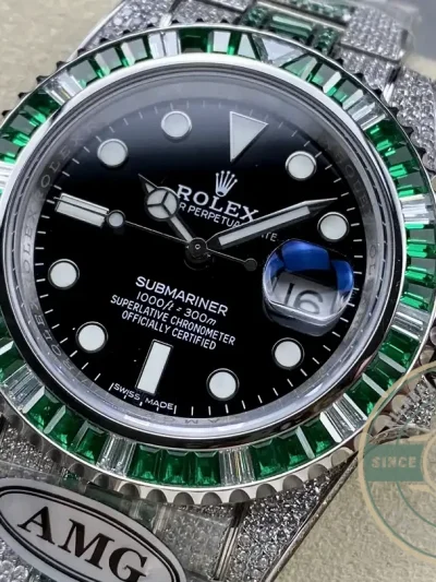 Superclone Rolex Submariner Iced Out 126610LV Black Dial - Affordable Super Clone Watch