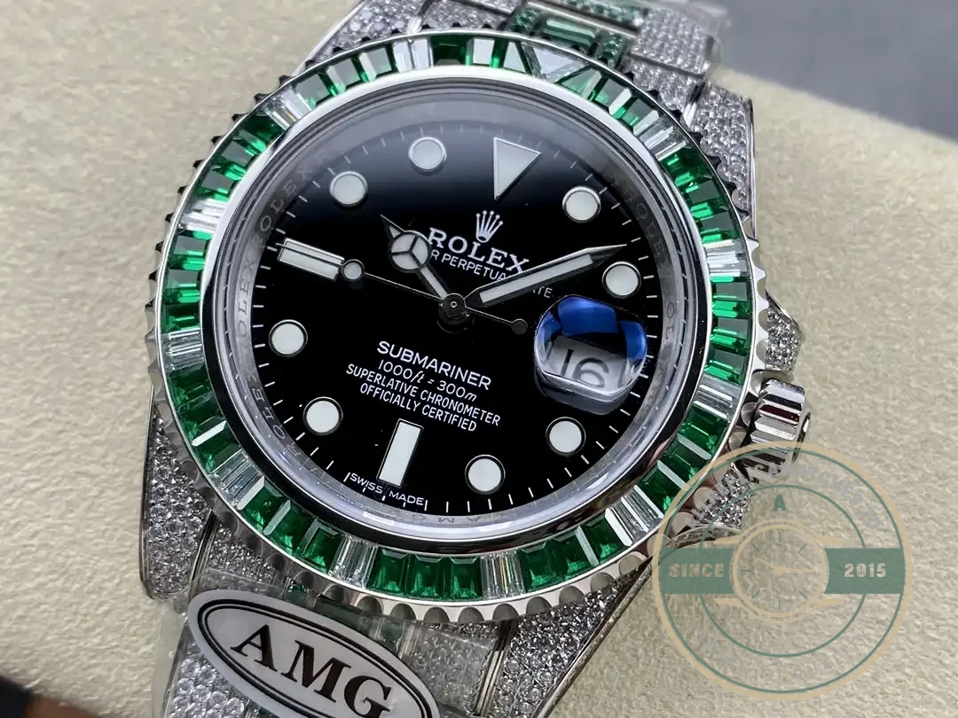 Superclone Rolex Submariner Iced Out 126610LV Black Dial - Affordable Super Clone Watch