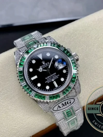 Superclone Rolex Submariner Iced Out 126610LV Black Dial - Affordable Luxury Replica Timepiece