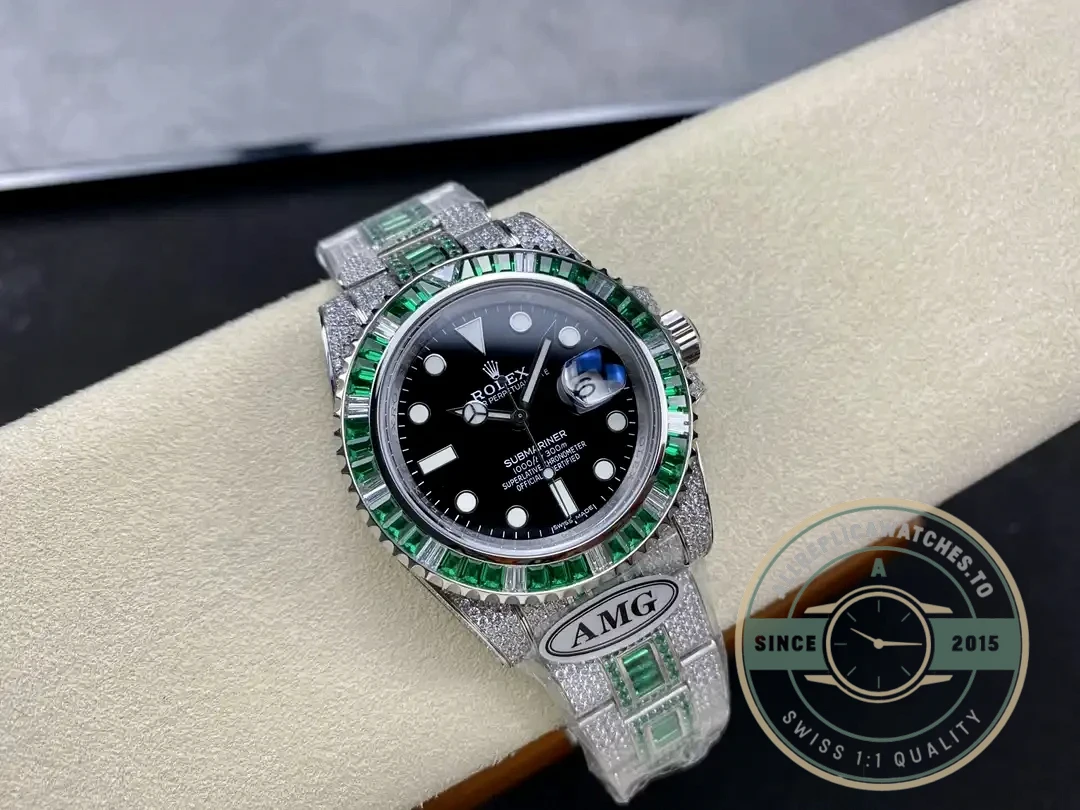 Superclone Rolex Submariner Iced Out 126610LV Black Dial - Affordable Luxury Replica Timepiece