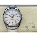 Silver-white brightening the dial where black and grey sit darker, Omega Aqua Terra replica