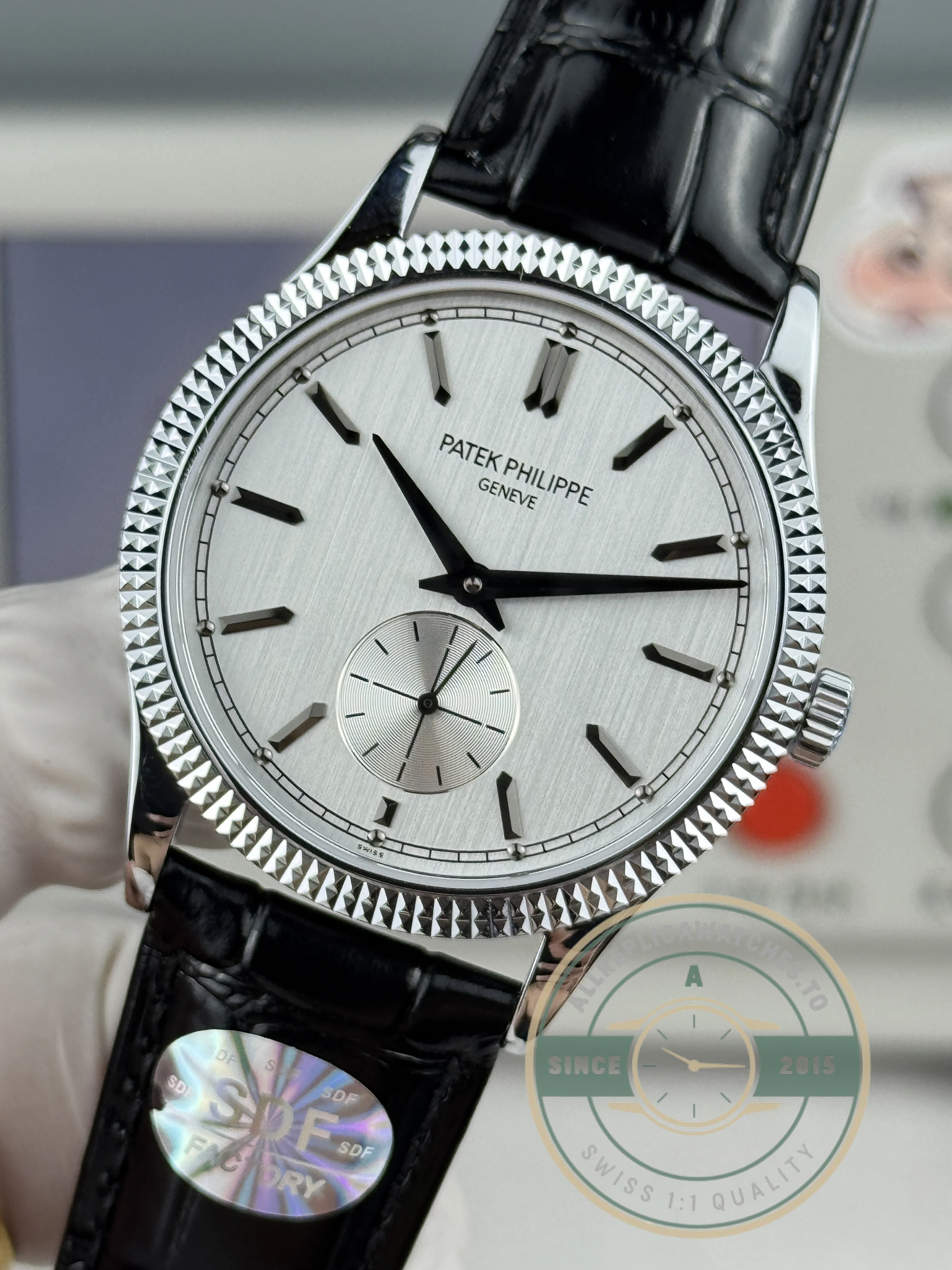 Clone Calatrava Patek 6119R-003 White Gold 39mm White Dial - Best Quality Replica Watch