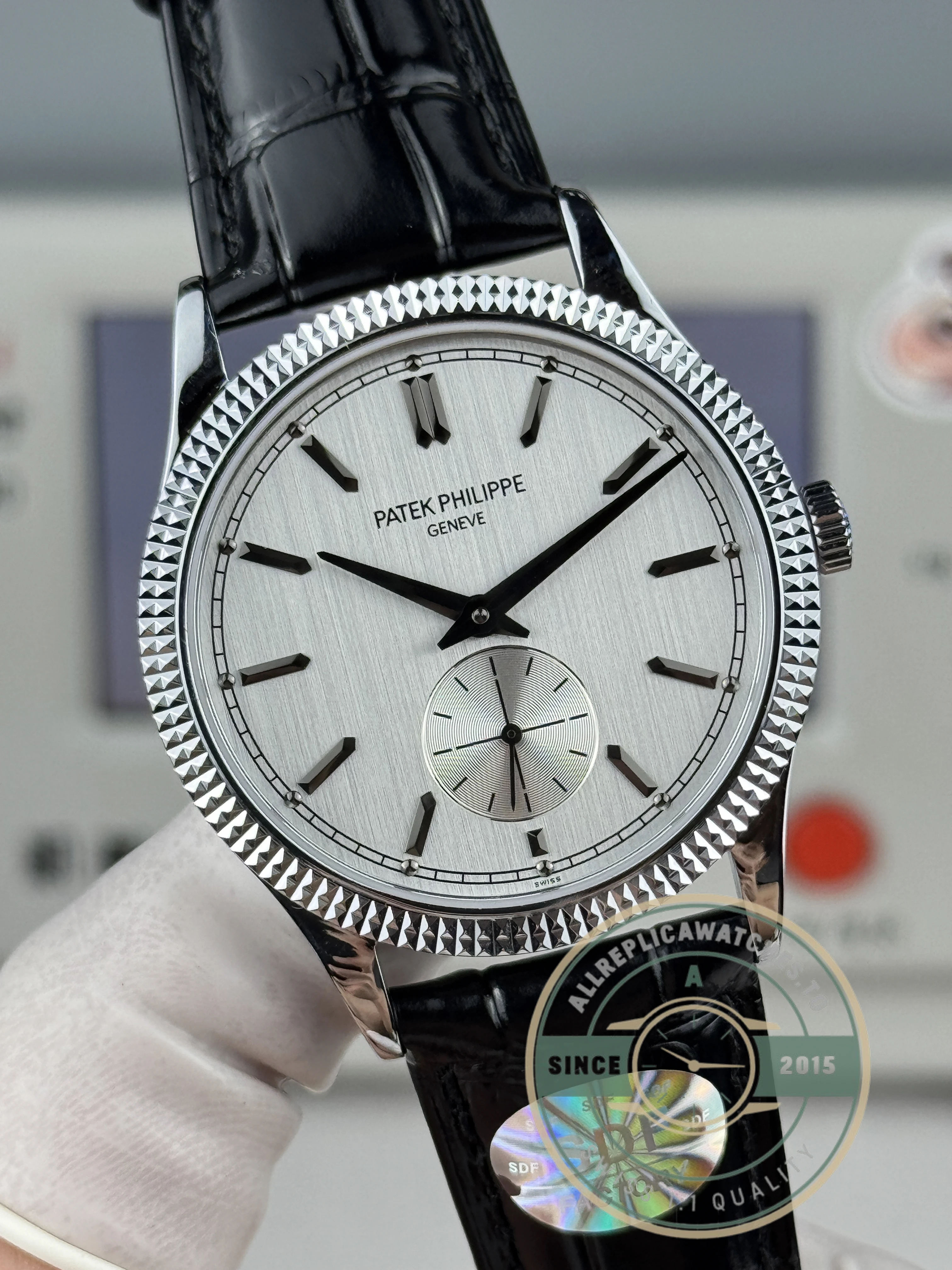 Clone Calatrava Patek 6119R-003 White Gold 39mm White Dial - High-Grade Replica Watch