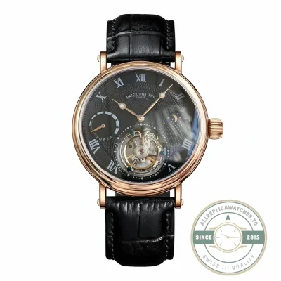 Clone Patek Tourbillon Moonphase Black Dial - High-Grade Replica Watch