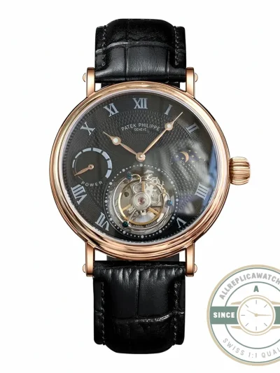 Clone Patek Tourbillon Moonphase Black Dial - High-Grade Replica Watch