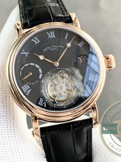 Clone Patek Tourbillon Moonphase Black Dial - Swiss-Made Clone Watch