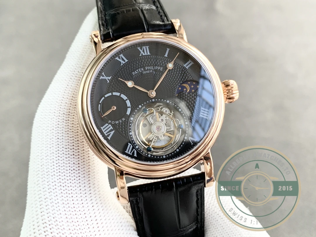 Clone Patek Tourbillon Moonphase Black Dial - Swiss-Made Clone Watch