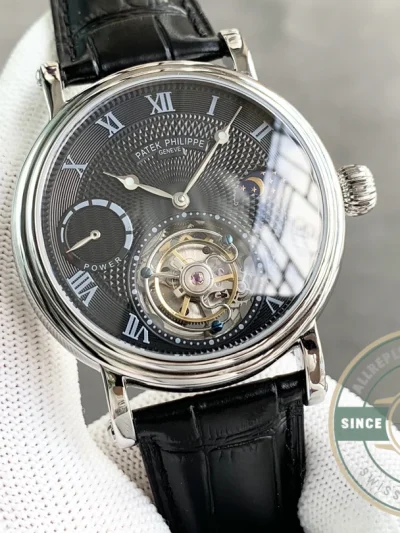 Clone Patek Tourbillon Moonphase Black Dial - Luxury Replica Watch
