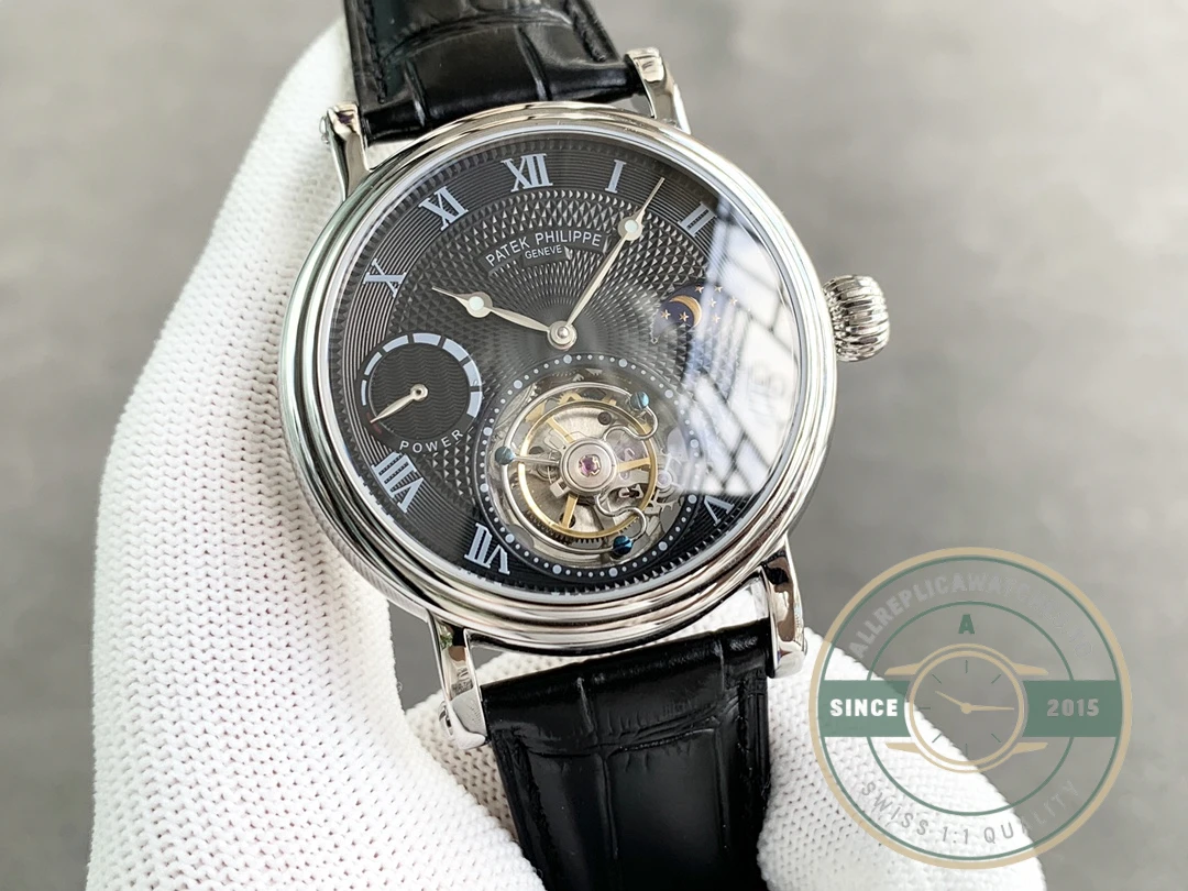 Clone Patek Tourbillon Moonphase Black Dial - Luxury Replica Watch