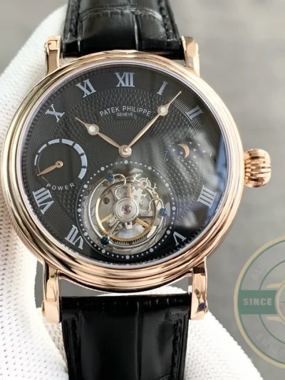 Clone Patek Tourbillon Moonphase Black Dial - Top-Tier Swiss Replica Watch