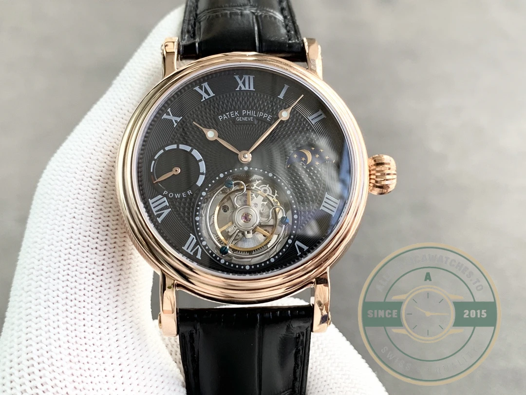 Clone Patek Tourbillon Moonphase Black Dial - Top-Tier Swiss Replica Watch